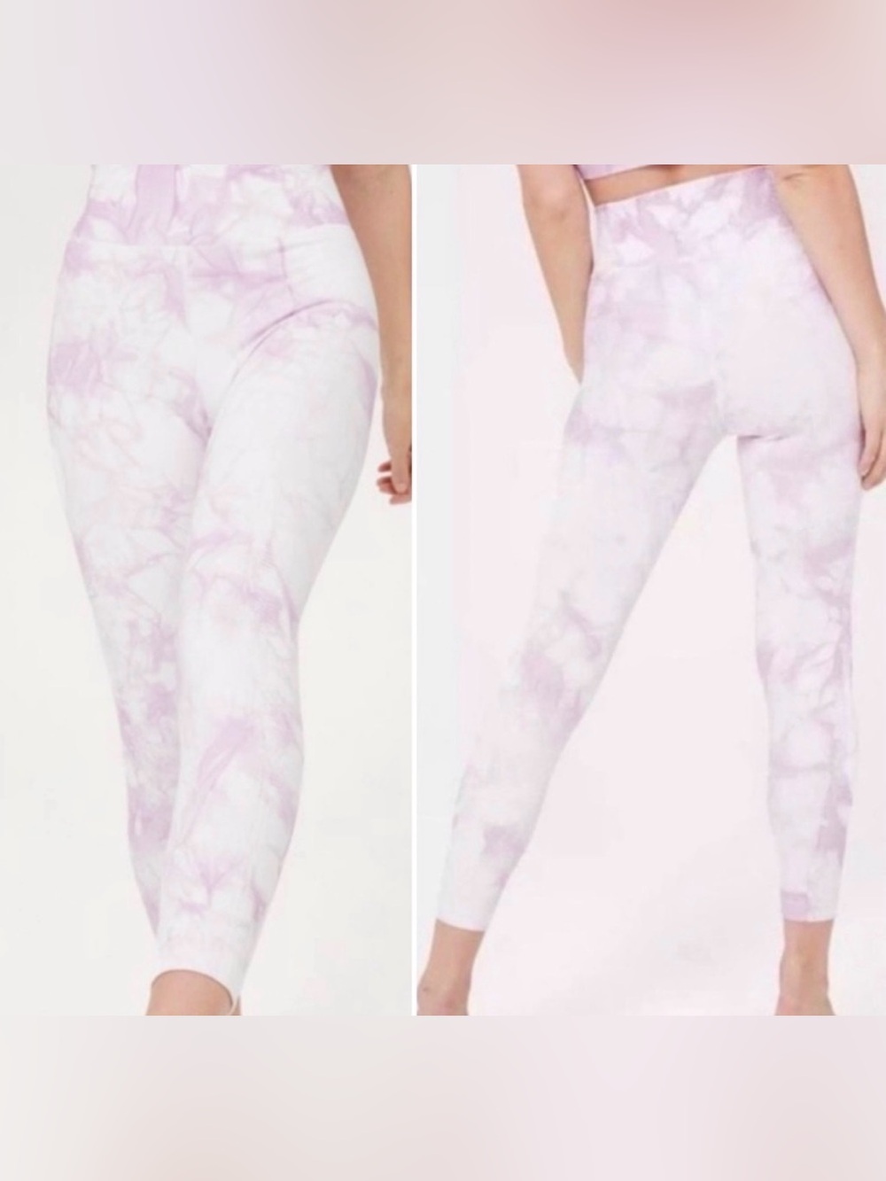 Aerie Offline Tie Dye Marble Print Seamless Leggings Purple White Size Med NWOT